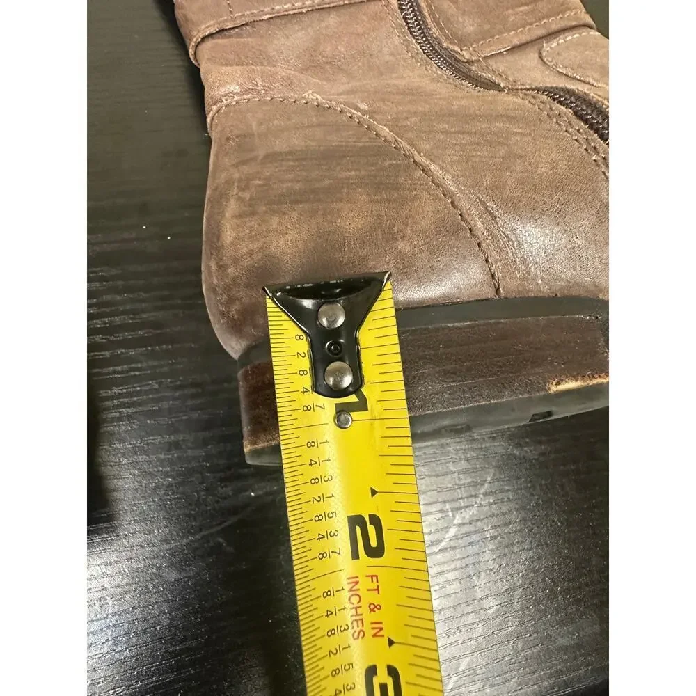 BORN Size 9 Brown 100% Leather Tall Winter Boots Closet Staple Luxury Buckle